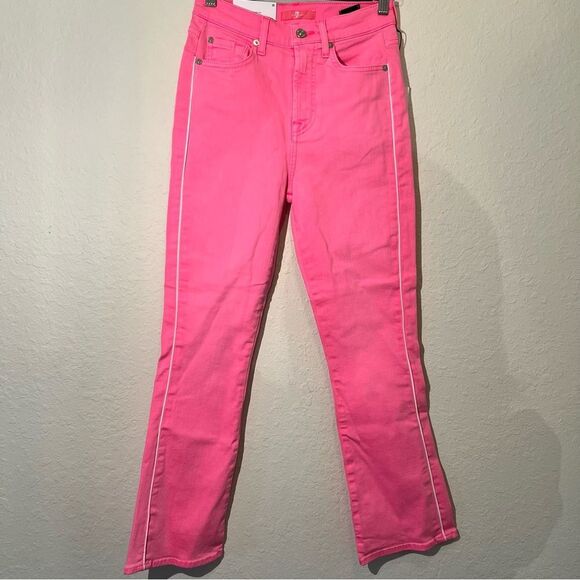 7 for all mankind jeans 💗 high waist slim kick 💗 pink 💗 size 25 - Picture 3 of 9